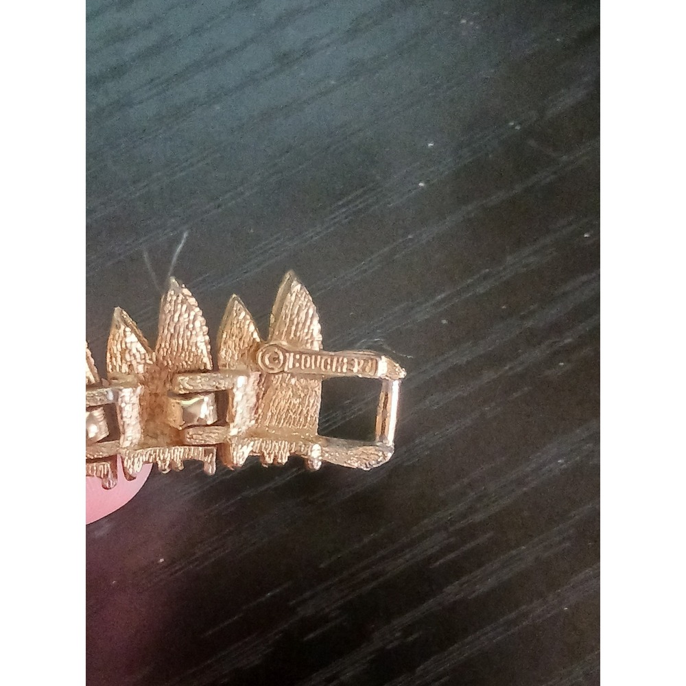 Vintage Boucher Gold Tone Textured Leaf Necklace and Bracelet Set Signed 8271 - Picture 6 of 8